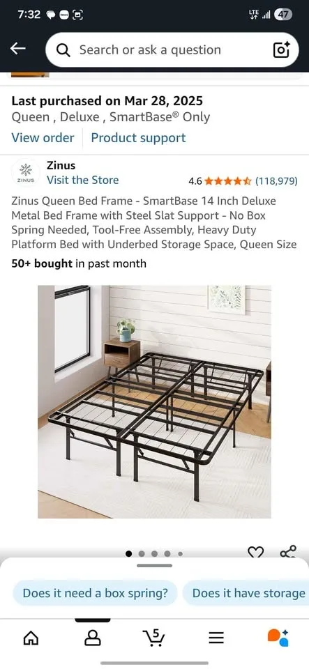 Zinus Queen bed frame image indicator(4)