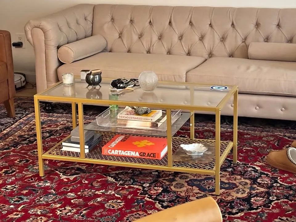 Glass and Gold rimmed Coffee Table