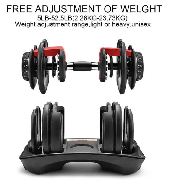 5-52.5 lb Adjustable Dumbbell Set w/ Hand Grip, New - photo 2