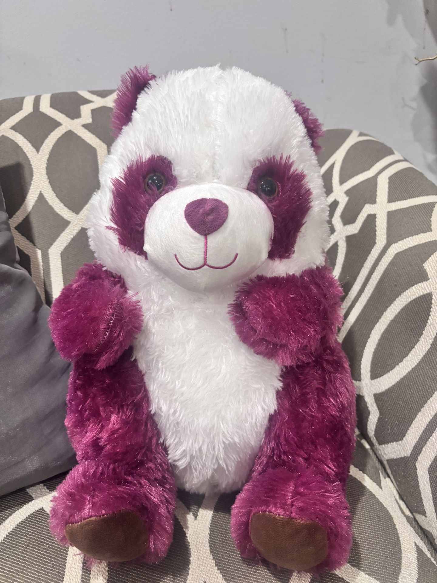 Goffa Pink & White Panda Bear Plush – 13” x 9”
