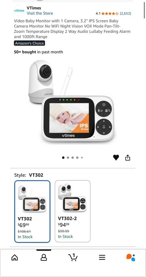 Video Baby Monitor with 1 Camera, 3.2" image indicator(3)