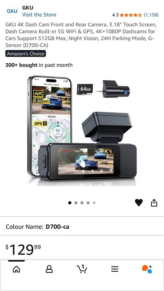 GKU 4K Dash Cam Front and Rear Camera image indicator(4)