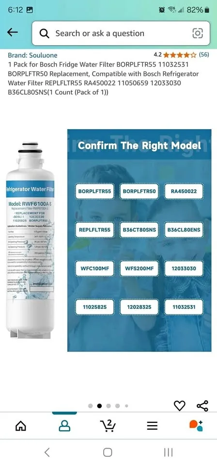 2 New refrigerator water filter pack of 2 RWF6100A-S