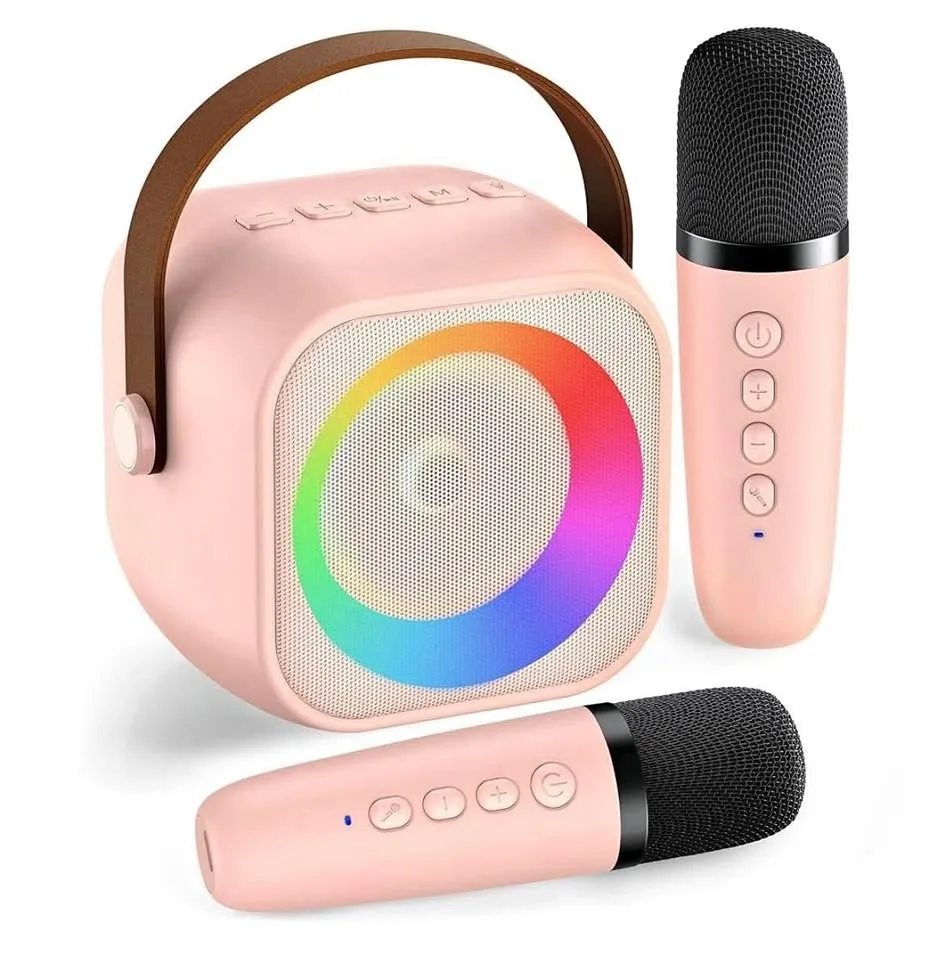Mini Karaoke Machine with 2 Wireless Mics