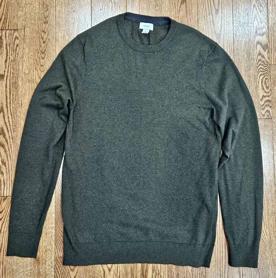 Crew-Neck Olive Green Sweater M