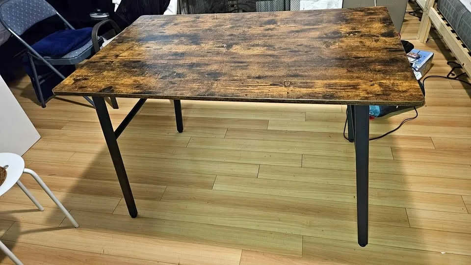 Modern Wood Style Table with Metal Legs