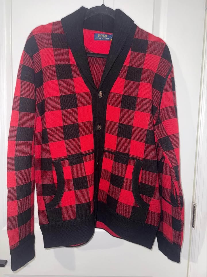 New Polo Ralph Lauren Buffalo Check Merino Wool Cardigan - photo 3