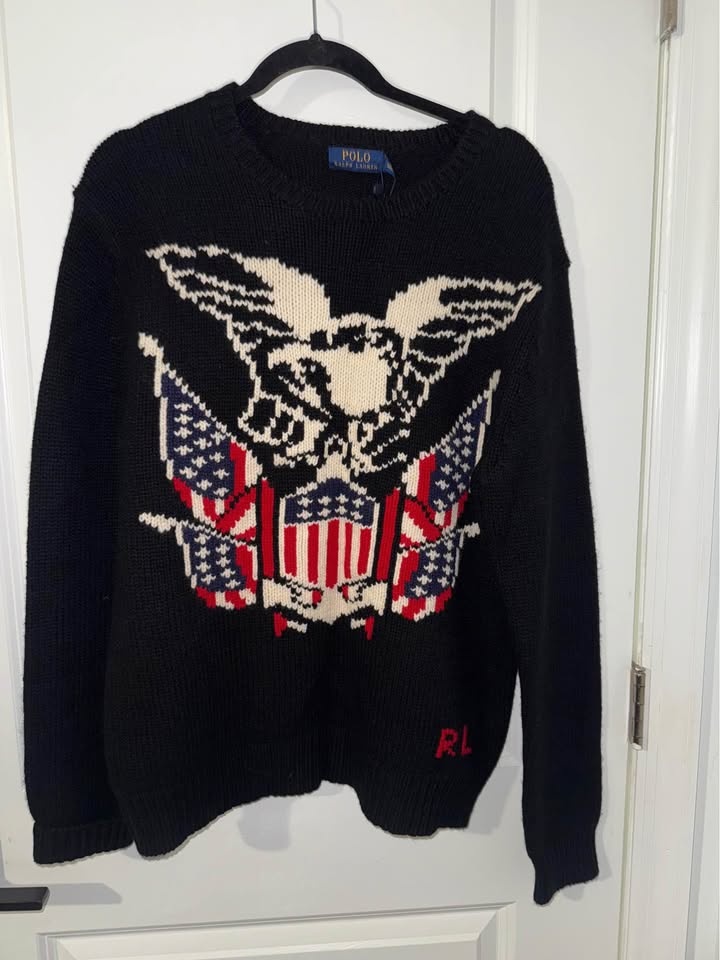 New Medium Polo Ralph Laure. Men's Eagle Wool-Cashmere Sweater - photo 2