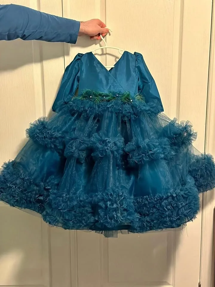 Baby Luxury Peacock Frill Gown (18-24 months)