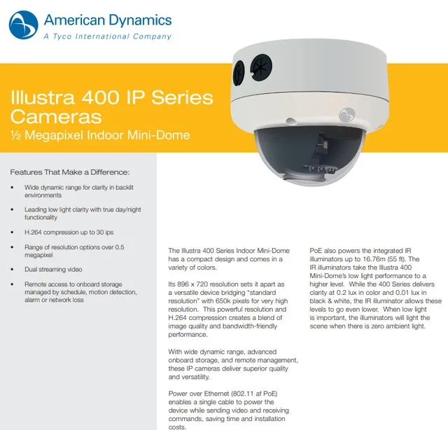 American Dynamics Illustra 400 Dome 5MP Camera