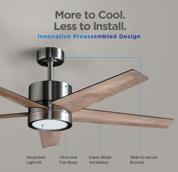 VAGIZM 52” Ceiling Fan with Light Remote Control New - photo 3