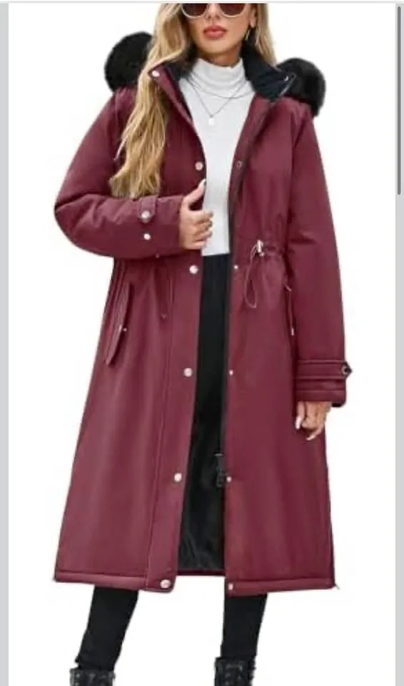 New Large Women Winter Long Coat Fleece Lined Warm, Waterproof W