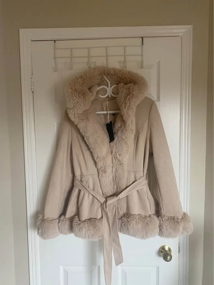 New Large Women's Trench Coat Faux Suede Jacket image indicator(5)