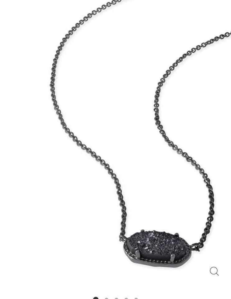 Kendra Scott Elisa Oval Pendant Necklace Black Drusy - photo 2