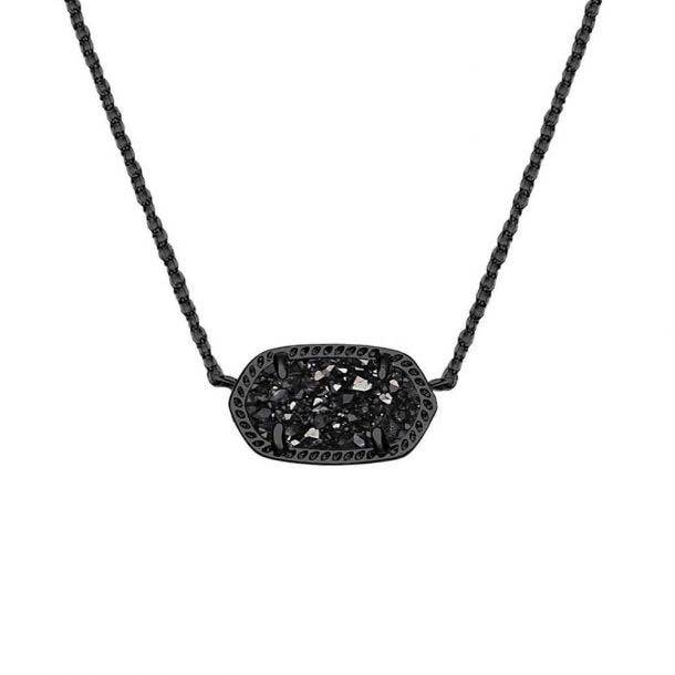 Kendra Scott Elisa Oval Pendant Necklace Black Drusy - photo 3