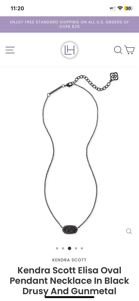 Kendra Scott Elisa Oval Pendant Necklace Black Drusy - photo 5