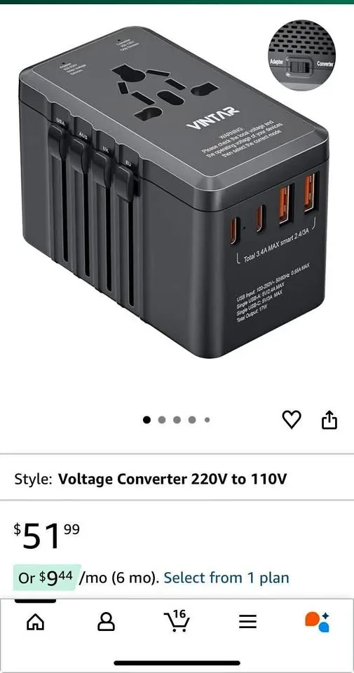 Universal Travel Adapter Voltage Converter VINTAR 2000W