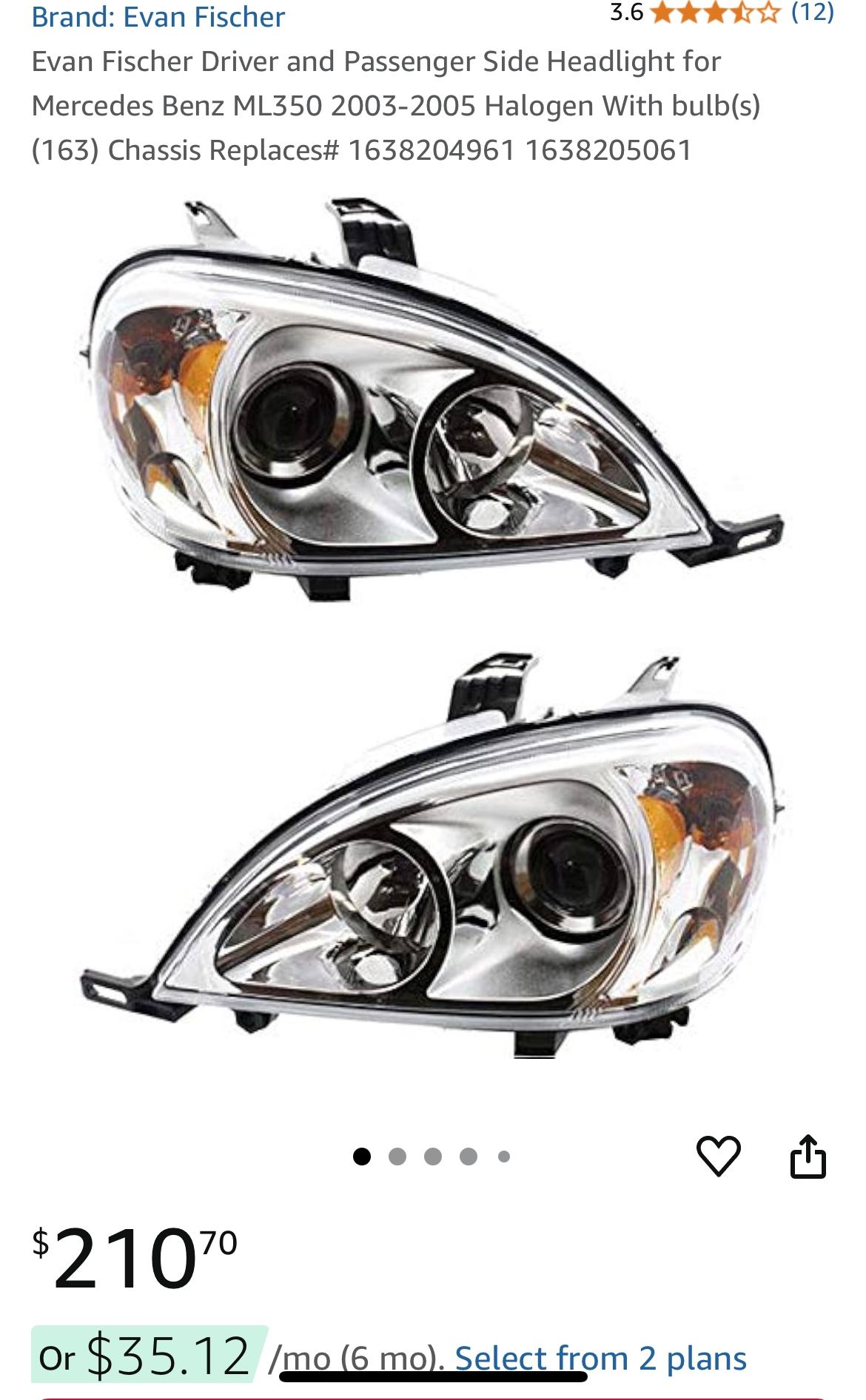 Right Side Head Light For Mercedes Benz