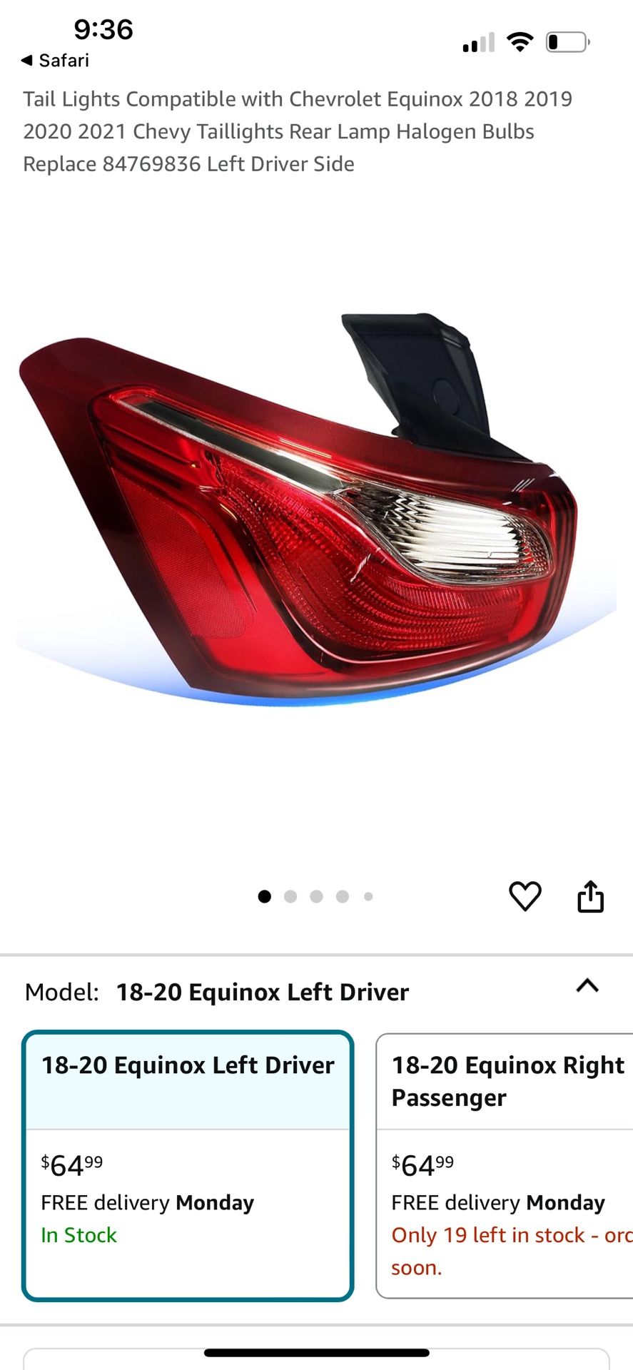 Tail For Chevrolet Equinox Right Side 2018 To 2021 - photo 2