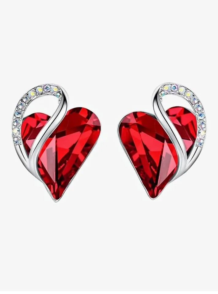 New Stud Leafael Heart Crystal Earrings Jewellery