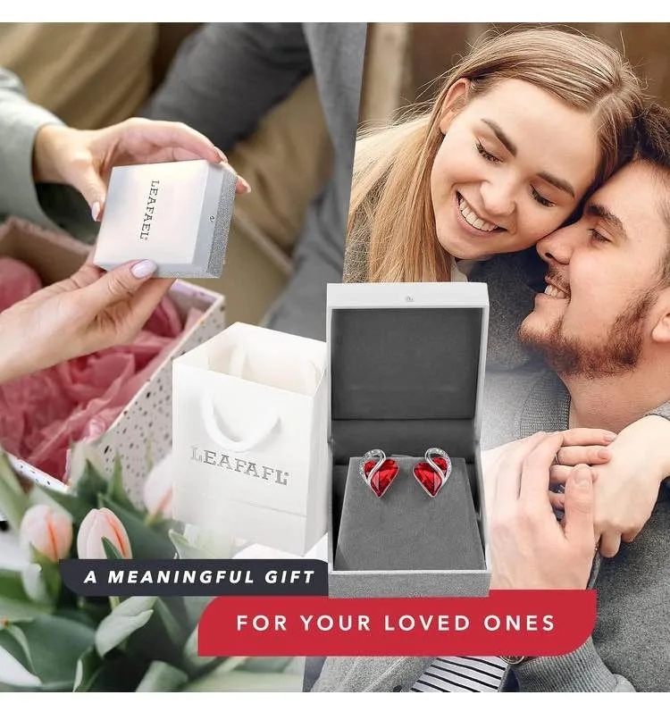 New Stud Leafael Heart Crystal Earrings Jewellery image indicator(2)