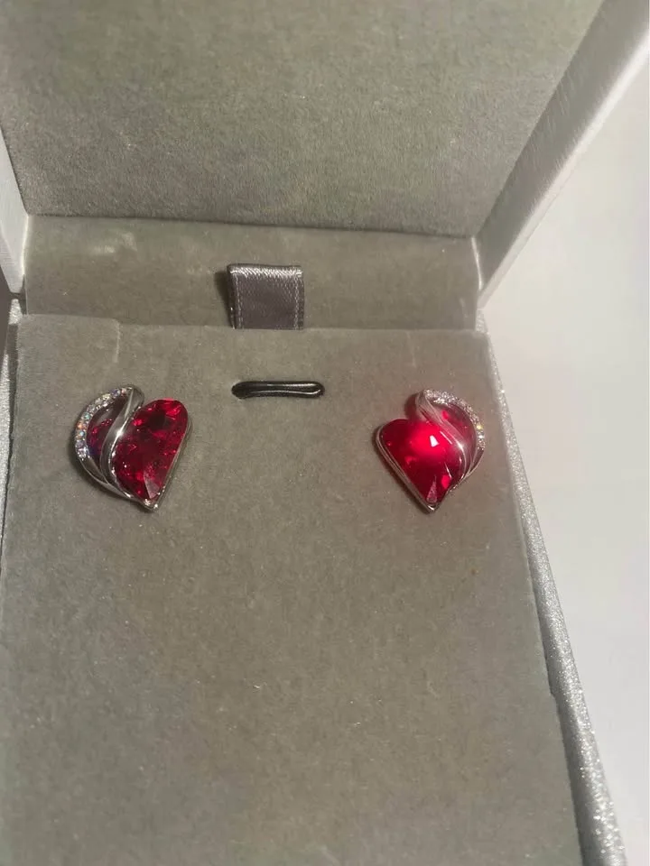 New Stud Leafael Heart Crystal Earrings Jewellery image indicator(6)