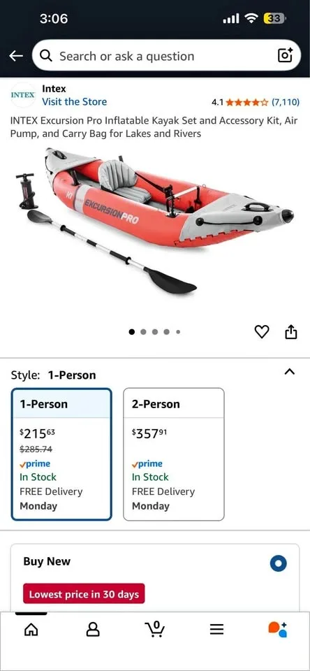 Intex 1 person Kayak