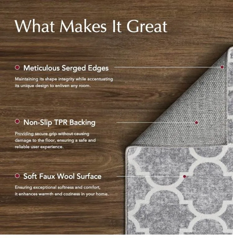 New Washable Rug 4 X 6 feet for Bedroom Entryway Dining Room image indicator(4)