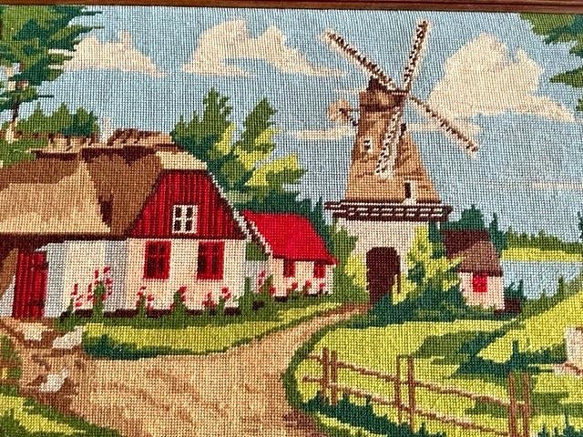 Vintage Needlepoint Wall Art 46" x 21" Hand Sewn Masterful