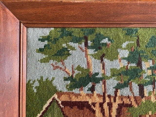 Vintage Needlepoint Wall Art 46" x 21" Hand Sewn Masterful - photo 3