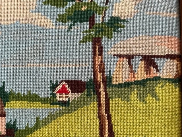 Vintage Needlepoint Wall Art 46" x 21" Hand Sewn Masterful - photo 4