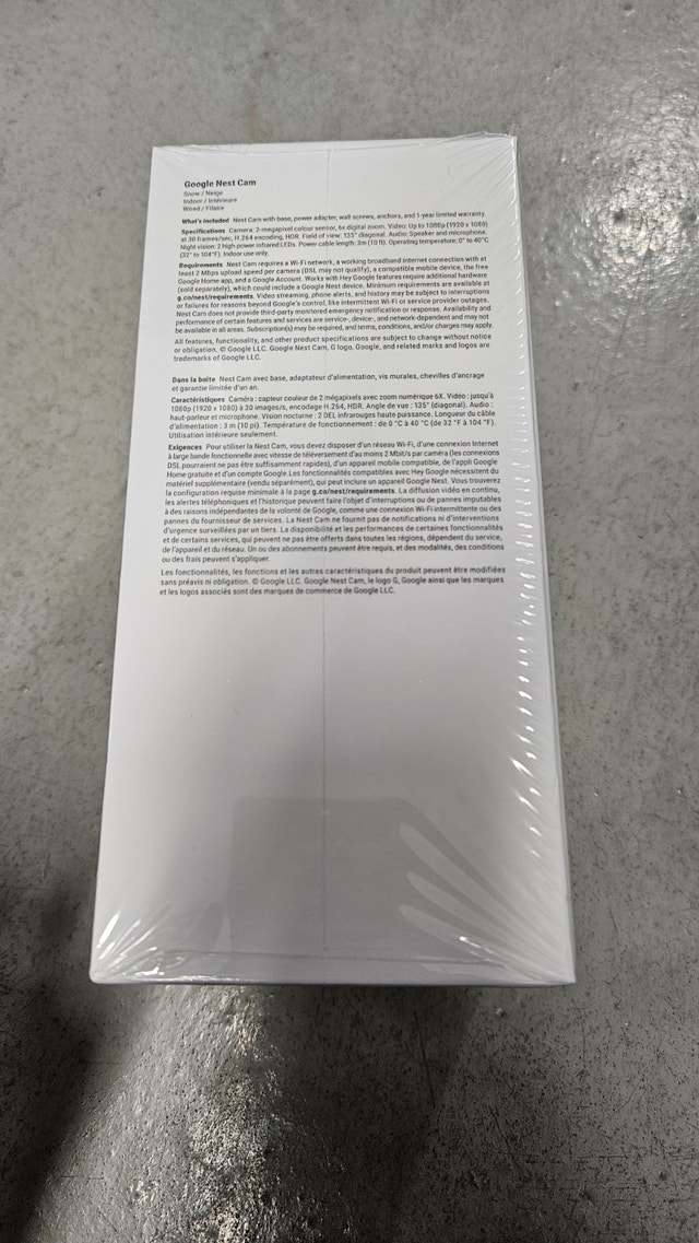 Google Nest Cam (Wired) 2nd Gen – Brand New Sealed Box - photo 2