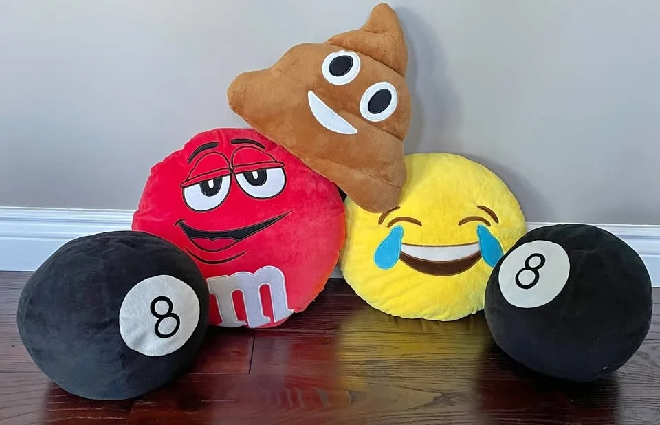 Emoji, M&M, 8 Ball Plush Toys