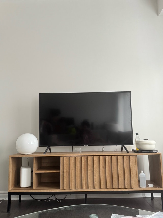 Light Wood TV Stand with Fluted/Paneled Design - photo 2