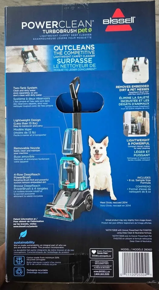 BISSELL Carpet Cleaner PowerClean TurboBrush Pet 2806D BRAND NEW image indicator(8)