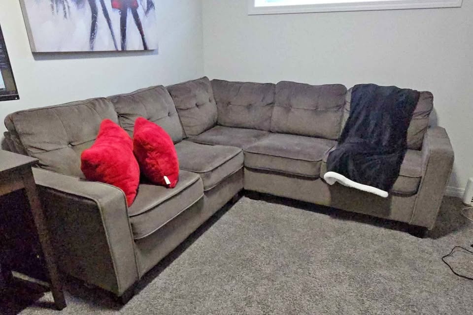 Gray Fabric L-Shaped Sectional