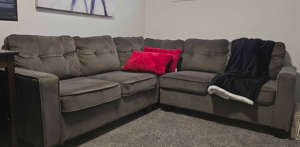 Gray Fabric L-Shaped Sectional - photo 3