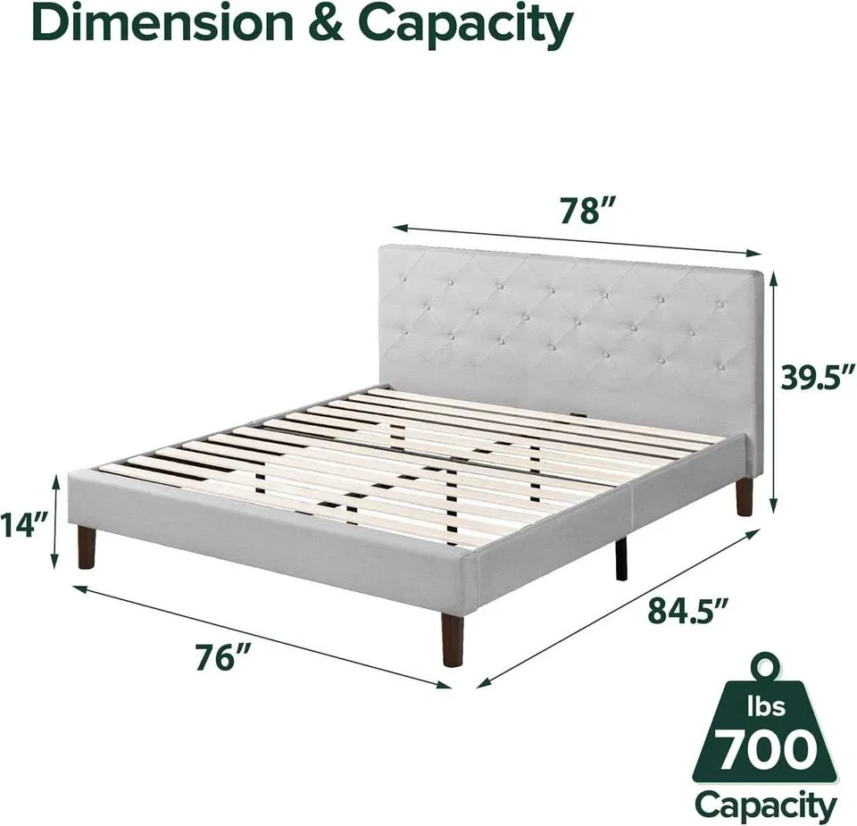 Zinus King Upholstered Diamond Stitched Bed Frame NEW image indicator(2)