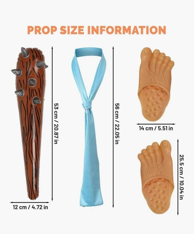 Fred Flintstone-style adult caveman costume set. image indicator(2)