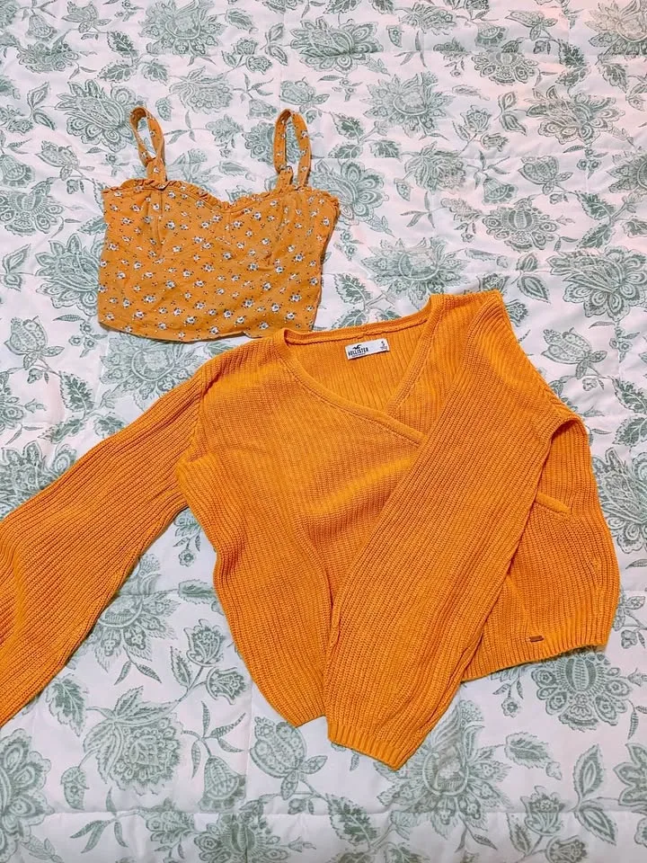 Yellow Crop top and Sweater (Hollister/A&F)