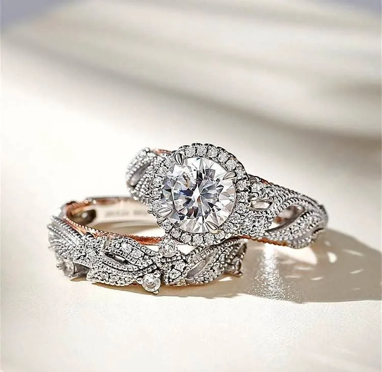 New Ring Sets for Women 925 Sterling Silver Wedding Sets, Size 9