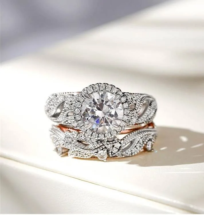 New Ring Sets for Women 925 Sterling Silver Wedding Sets, Size 9 image indicator(4)