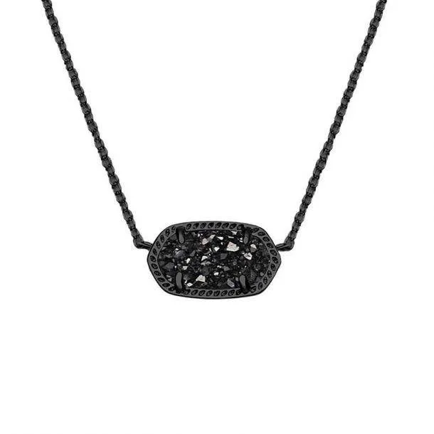 Kendra Scott Elisa Oval Pendant Necklace Black Drusy image indicator(3)