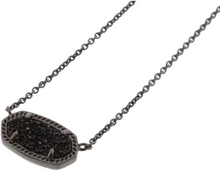 Kendra Scott Elisa Oval Pendant Necklace Black Drusy - photo 4