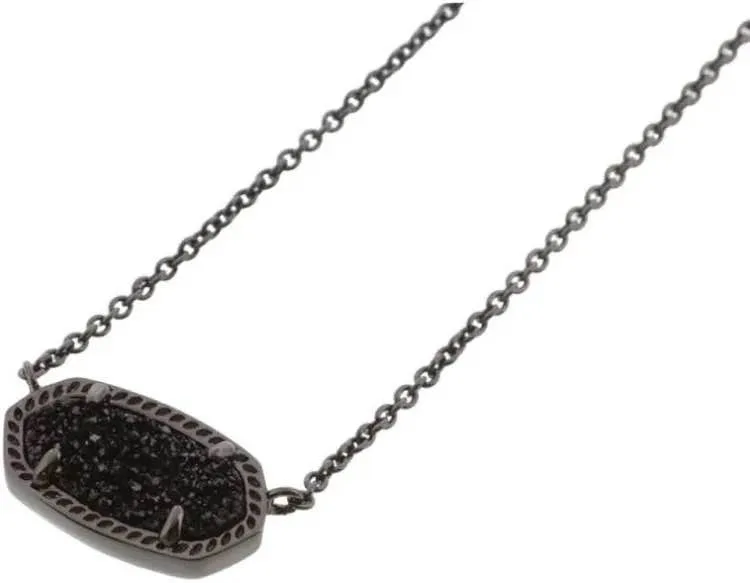 Kendra Scott Elisa Oval Pendant Necklace Black Drusy image indicator(4)