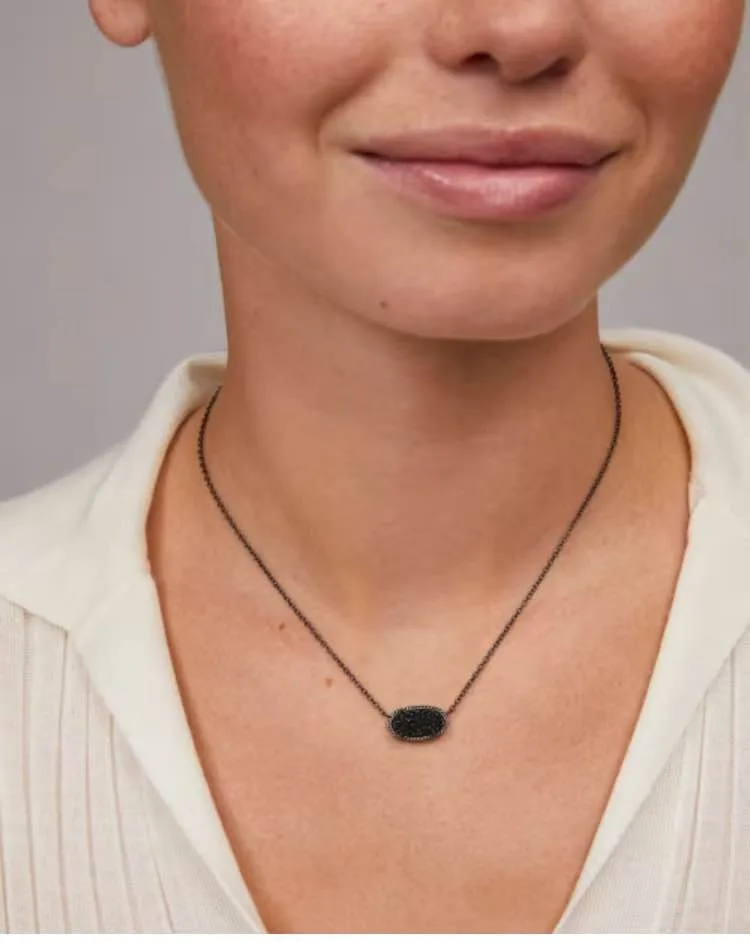 Kendra Scott Elisa Oval Pendant Necklace Black Drusy image indicator(6)