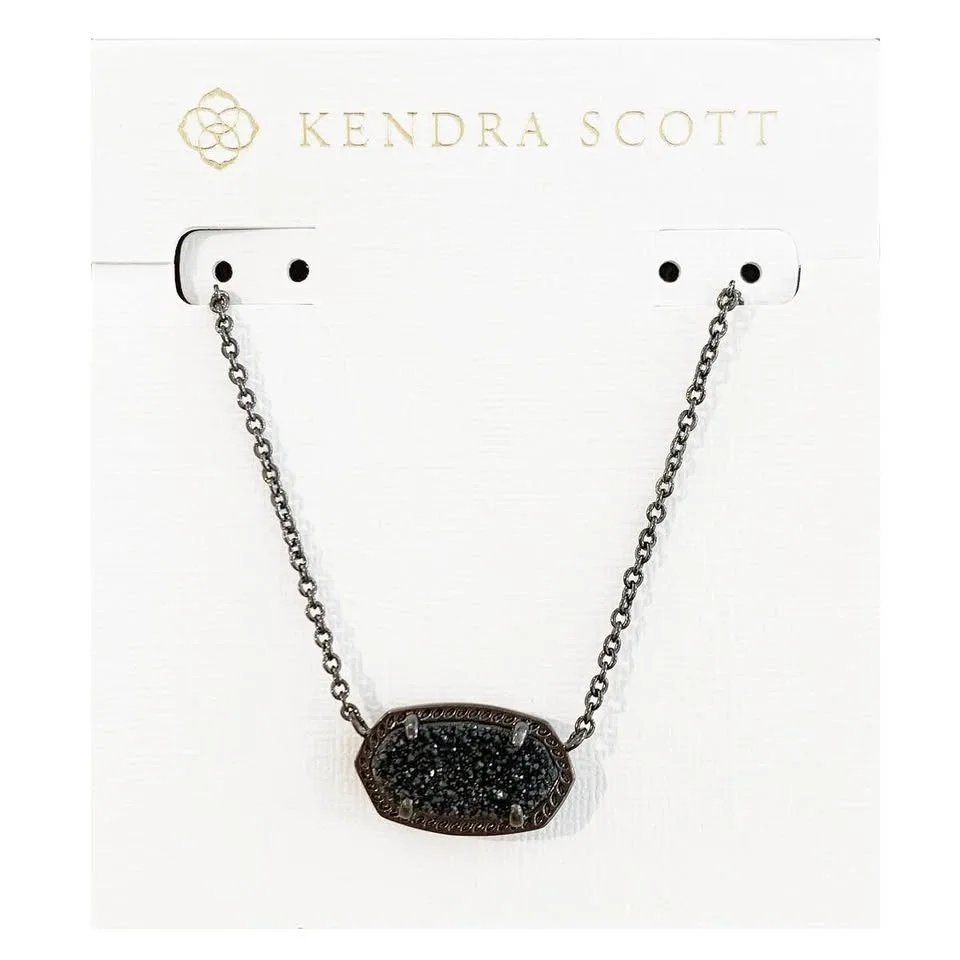 Kendra Scott Elisa Oval Pendant Necklace Black Drusy image indicator(8)