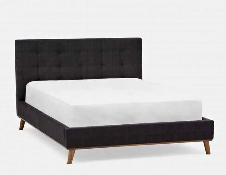 King Size Dark Grey Upholstered Bed + Mattress