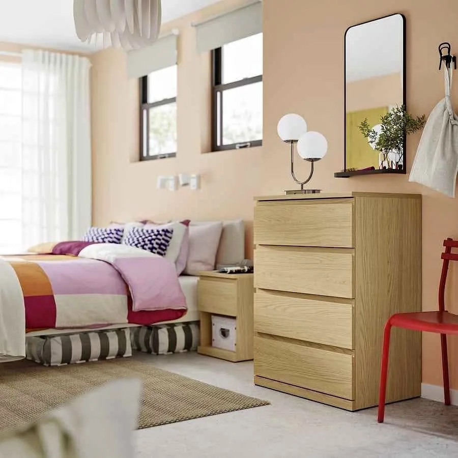 Malm 4 drawers - oak effect