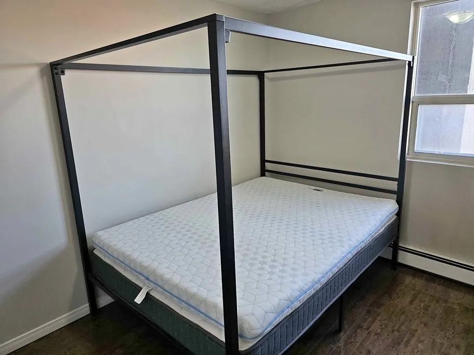 Metal canopy queen bed frame